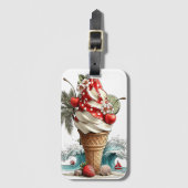 ROOD WIT BLAUW ZOMER IJSCOMER BAGAGELABEL (Voorkant (verticaal))