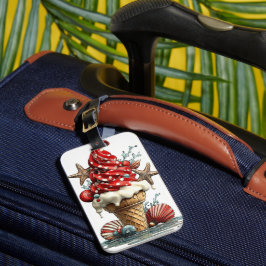 ROOD WIT BLAUW ZOMER IJSCOMER BAGAGELABEL