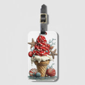 ROOD WIT BLAUW ZOMER IJSCOMER BAGAGELABEL (Voorkant (verticaal))