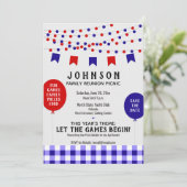 Rood Wit Blauw Zomer Picknick BBQ Familiereünie Save The Date (Staand voorkant)