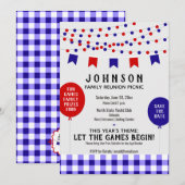 Rood Wit Blauw Zomer Picknick BBQ Familiereünie Save The Date (Voorkant / Achterkant)