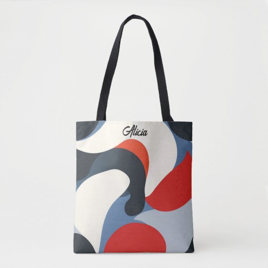Rood Wit Blauw Zwarte Golven Tote Bag (Voorkant)