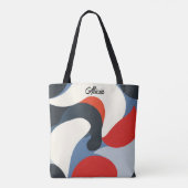 Rood Wit Blauw Zwarte Golven Tote Bag (Achterkant)