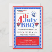 Rood Wit Blauwe 4 juli Feest BBQ-viering Kaart (Voorkant)