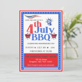 Rood Wit Blauwe 4 juli Feest BBQ-viering Kaart (Staand voorkant)