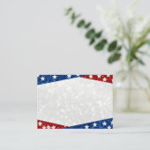 Rood, Wit & Blauwe 4 Juli Glitter Plaatskaartje (Staand voorkant)
