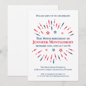 Rood Wit Blauwe 80e Verjaardag Feest Vuurwerk Kaart (Voorkant / Achterkant)