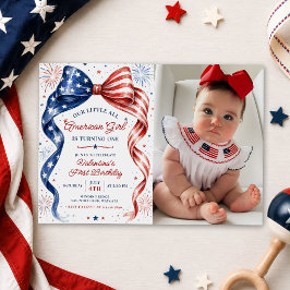 Rood Wit & Blauwe All American Girl Verjaardagsfot Kaart