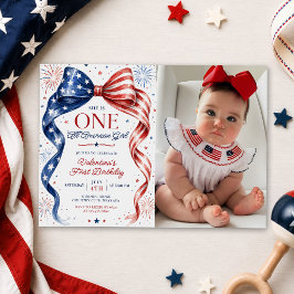 Rood Wit & Blauwe All American Girl Verjaardagsfot Kaart