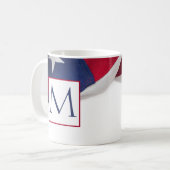 Rood Wit Blauwe Amerikaanse Vlag Monogram Koffiemok (Voorkant links)