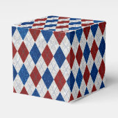 Rood, Wit, Blauwe Argyle 4 Juli Glitter Bedankdoosjes (Voorkant Zijde)