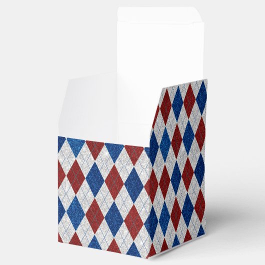 Rood, Wit, Blauwe Argyle 4 Juli Glitter Bedankdoosjes (Geopend)