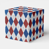 Rood, Wit, Blauwe Argyle 4 Juli Glitter Bedankdoosjes (Achterkant)