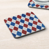Rood, Wit, Blauwe Argyle 4 Juli Glitter Bier Onderzetter (Linkerzijde)