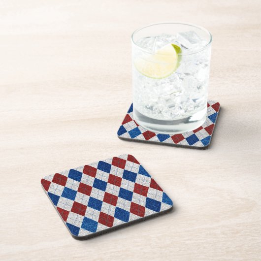 Rood, Wit, Blauwe Argyle 4 Juli Glitter Bier Onderzetter (Rechterzijde)