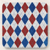 Rood, Wit, Blauwe Argyle 4 Juli Glitter Bier Onderzetter (Voorkant)