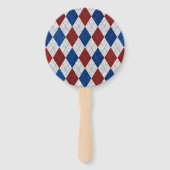 Rood, Wit, Blauwe Argyle 4 Juli Glitter Handwaaier (Achterkant)