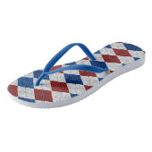 Rood, Wit, Blauwe Argyle 4 Juli Glitter Teenslippers (Schuin)