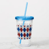 Rood, Wit, Blauwe Argyle 4 Juli Glitters Acryl Drinkbeker (Achterkant)