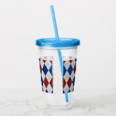 Rood, Wit, Blauwe Argyle 4 Juli Glitters Acryl Drinkbeker (Links)