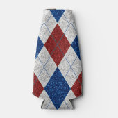 Rood, Wit, Blauwe Argyle 4 Juli Glitters Flesjeskoeler (Voorkant)