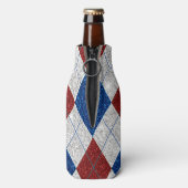 Rood, Wit, Blauwe Argyle 4 Juli Glitters Flesjeskoeler (Fles Achterkant)