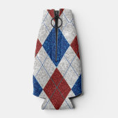Rood, Wit, Blauwe Argyle 4 Juli Glitters Flesjeskoeler (Achterkant)
