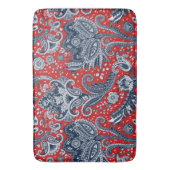 Rood Wit & Blauwe Bloemige Paisley Boheemse Boho Badmat (Voorkant Verticaal)