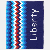 Rood Wit Blauwe Chevron Grote Vloerbedekking van F Fleece Deken (Voorkant)