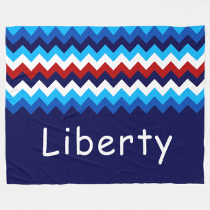 Rood Wit Blauwe Chevron Grote Vloerbedekking van F Fleece Deken