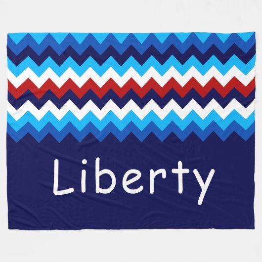 Rood Wit Blauwe Chevron Grote Vloerbedekking van F Fleece Deken (Voorkant (Horizontaal))