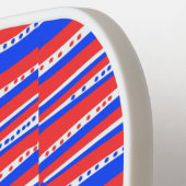 Rood Wit Blauwe Cirkels Strepen Pickleball Paddle (Links Detail)