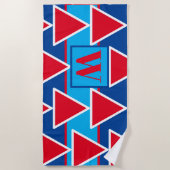 Rood Wit Blauwe Driehoekige Strandhanddoek Strandlaken (Voorkant)