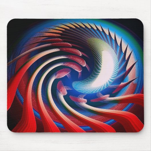 Rood Wit & Blauwe Fantasie Fractal Muismat (Voorkant)