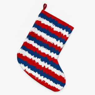 Rood Wit Blauwe Gestreepte Patroon Grote Kerstsok