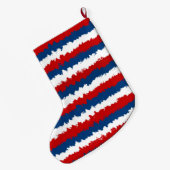 Rood Wit Blauwe Gestreepte Patroon Grote Kerstsok (Achterkant (Hangend))