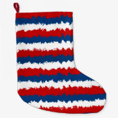 Rood Wit Blauwe Gestreepte Patroon Grote Kerstsok (Voorkant)