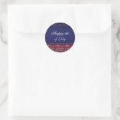 Rood Wit & Blauwe Glitter Lovertjes 4 juli Feest Ronde Sticker (Tas)