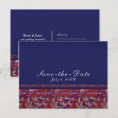 Rood Wit & Blauwe Glitters Sequins 4 juli Feest Aankondigingskaart (Voorkant / Achterkant)