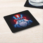 Rood Wit Blauwe Hologram van USA Oom Sam Kartonnen Onderzetters (Schuin)
