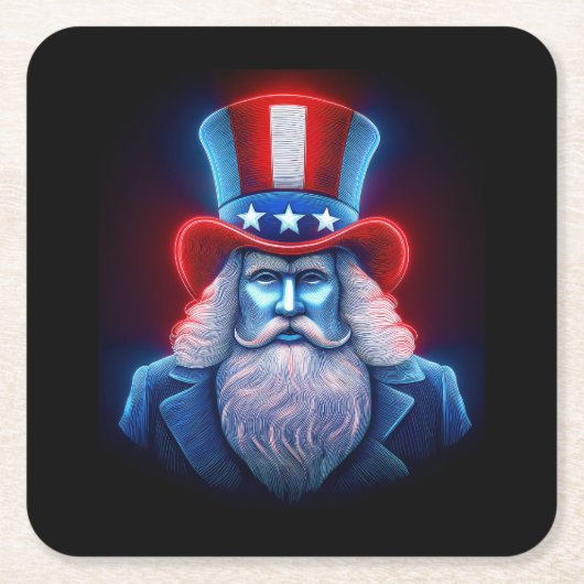 Rood Wit Blauwe Hologram van USA Oom Sam Kartonnen Onderzetters (Voorkant)