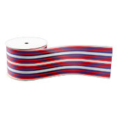 Rood Wit Blauwe Horizontale Strepen Modern Patroon Grosgrain Lint (Spoel)