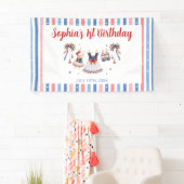 Rood Wit & Blauwe Kleren Meisje Verjaardag Spandoek (Insitu)