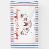Rood Wit & Blauwe Kleren Meisje Verjaardag Spandoek (Verticaal)