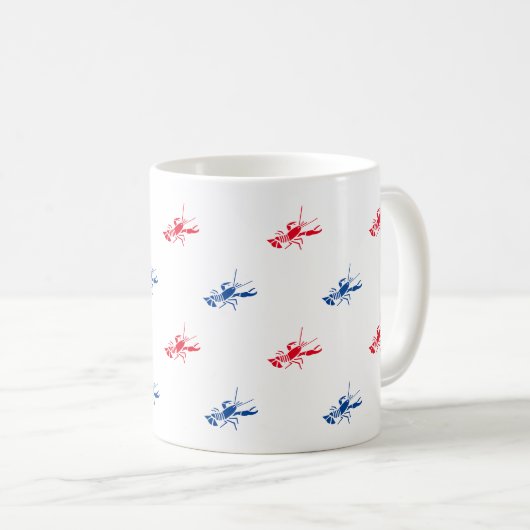 Rood wit blauwe kreeftpatroon patriottisch koffiemok (Voorkant rechts)