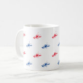 Rood wit blauwe kreeftpatroon patriottisch koffiemok (Voorkant links)