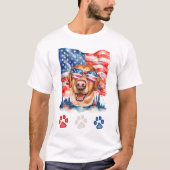 Rood Wit Blauwe Labrador Hond Amerikaanse 4 juli T-shirt (Voorkant)