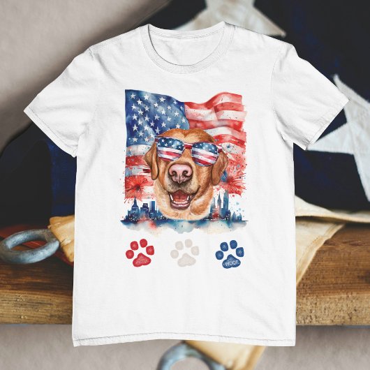 Rood Wit Blauwe Labrador Hond Amerikaanse 4 juli T-shirt