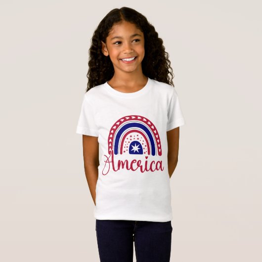 Rood, wit, blauwe regenboog Amerika T-shirt (Voorkant volledig)