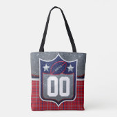 Rood Wit Blauwe School Voetbaltrui Tote Bag (Achterkant)